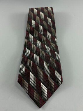 Platinum Designs Burgandy / Grey Geometric Men's Extra Long Tie 4' x 62"